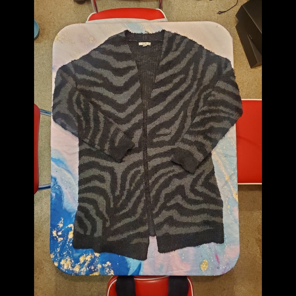 Long Zebra Print Cardigan